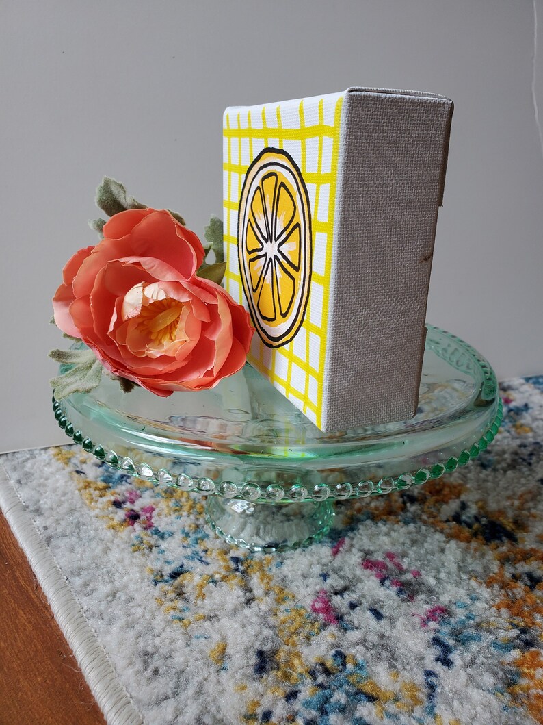 Lemon paintingwalltiered trayshelf decor