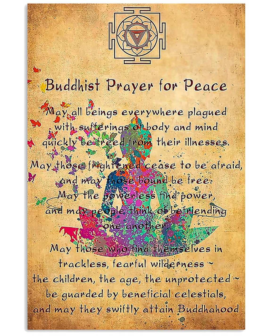 Buddhist Prayer For Peace Canvas Wall Art Poster Anniversary Etsy
