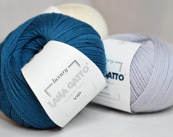 Hilo de lana merino y cachemir VIP de Lana Gatto: tejido italiano a crochet.