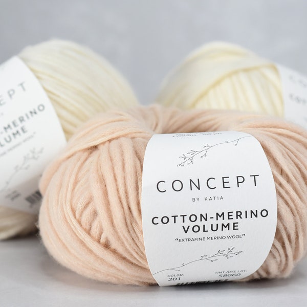 New 2022/2023 yarn; Concept by Katia Cotton Merino Volume yarn; Knitting yarn; Soft yarn;