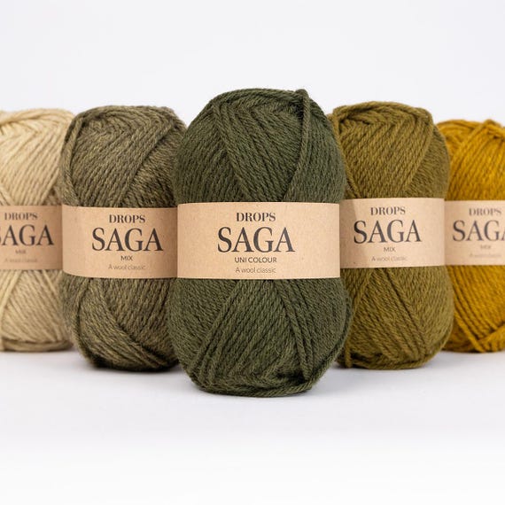 DROPS Saga Yarn | 100 Wool DK Yarn | Non Superwash Wool | Wool Knitting Yarn | Natural Wool Yarn | Sweater & Hat Yarn