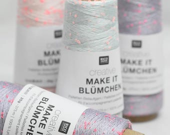 Rico Design Creative Make It Blümchen - Hilo de tejer brillante con lentejuelas florales