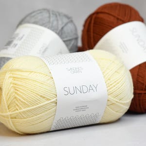 Sandnes Garn Sunday – Fine & Durable Merino Wool Yarn for Knitting – Pure Wool Fingering Yarn – Ideal for Lopapeysa and Jacquard Knitting