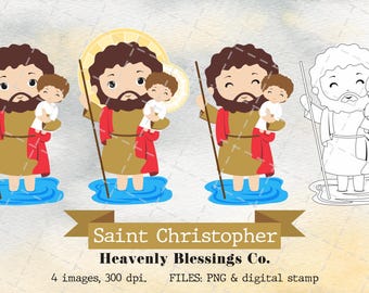 Saint Christopher, Catholic images, Cute Saints, Religious Clipart, Saints Clipart, Holy Man, Saints