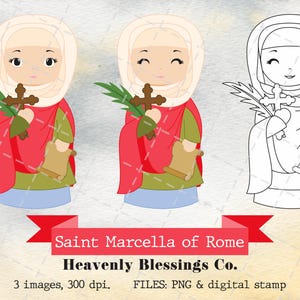 Santa Marcela de Roma, Imagens católicas, Santos fofos, Clipart religioso, Clipart de santos, Mulher santa, Santos