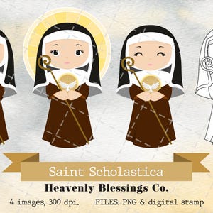 Saint Scholastica, Catholic images, Cute Saints, Religious Clipart, Saints Clipart, Holy Woman, Saints