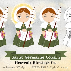 Saint Germaine Cousin, Catholic images, Cute Saints, Religious Clipart, Saints Clipart, Holy Woman, Saints