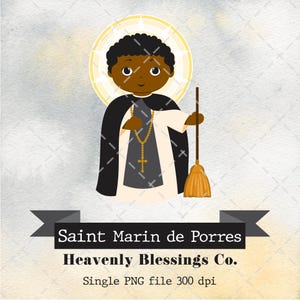 Saint Martin de Porres, imagens católicas, santos fofos, clipart religioso, clipart de santos, homem santo, santos