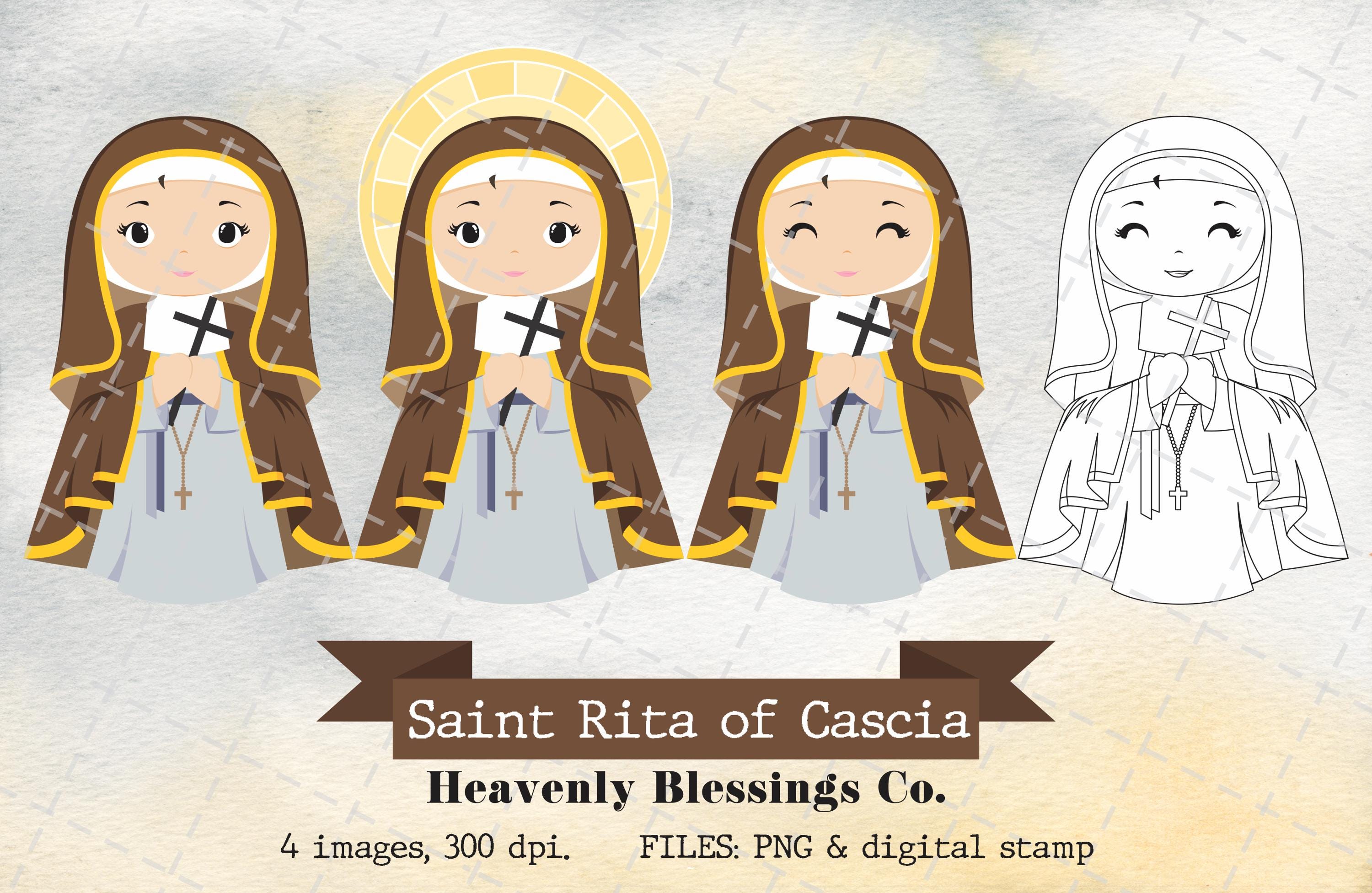 Saint Rita Cartoon Saint Rita of Cascia, Catholic Images, Cute Saints, Religious Clipart ...