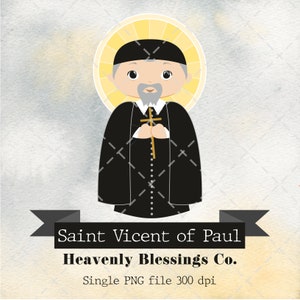 São Vicente de Paulo, imagens católicas, santos fofos, clipart religioso, clipart de santos, homem santo, santos