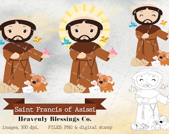 Saint Francis of Asissi, Catholic images, Cute Saints, Religious Clipart, Saints Clipart, Holy Man, Saints
