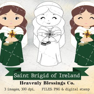 Sainte Brigitte d'Irlande, images catholiques, saints mignons, clipart religieux, clipart saints, sainte femme, saints