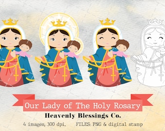 Our Lady of the Holy Rosary, Catholic images, Cute Saints, Religious Clipart, Saints Clipart, Holy Woman, Virgencita, Saints