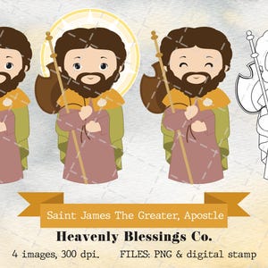 San Santiago el Mayor, Apóstol, Imágenes católicas, Santos lindos, Clipart religioso, Clipart de santos, Hombre santo, Santos