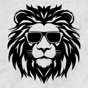 サングラスをかけたライオン SVG PNG EPS Ai / ライオンの頭 SVG / ライオンのメガネ / ライオンのシルエット SVG / クールなライオン SVG / メガネをかけたライオン SVG / ライオンの顔 SVG