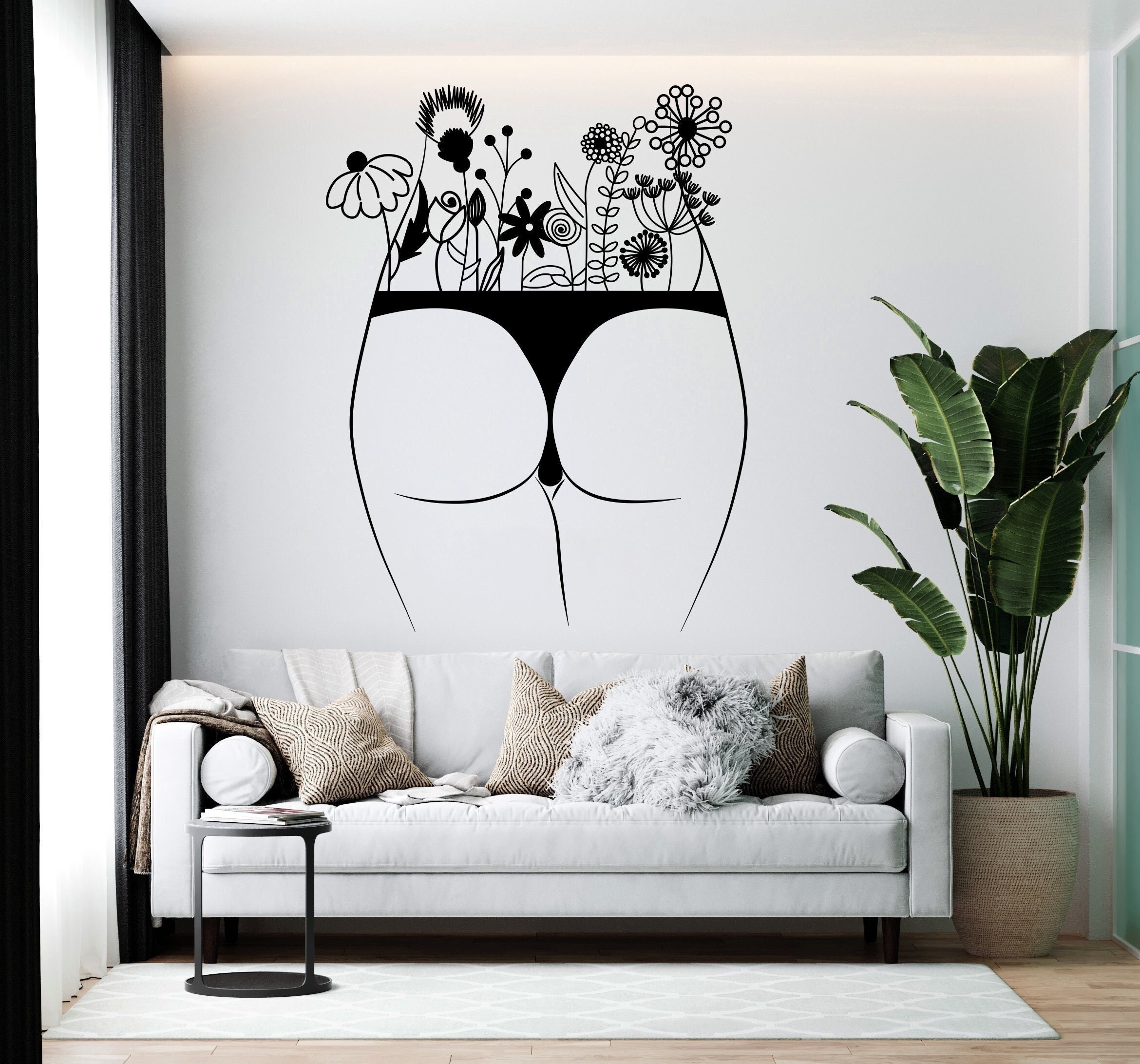 Flower sexy girl SVG/ Naked ass female/ Butt erotic art/ Wildflowers SVG/ Nude ass SVG/ Naked girl butt svg/ Nude woman with flowers print