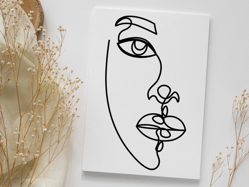 Abstract One Line Face SVG/ Modern Abstract Face Line Drawing/ Etsy