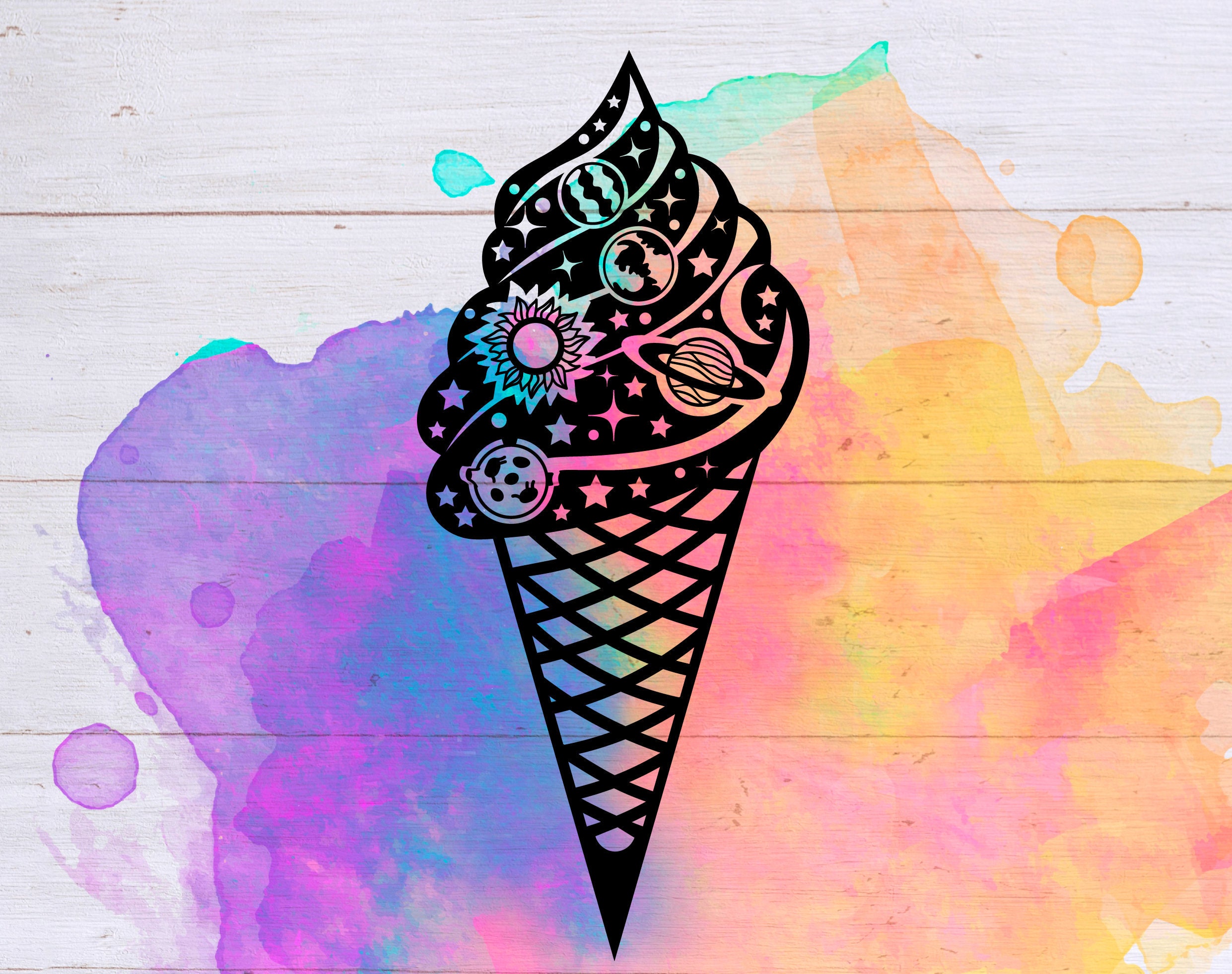 Ice Cream Cone SVG/Space ice cream SVG/Ice cream cone Etsy