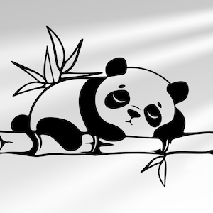 Panda Svg Png Eps Ai/ Lindo Panda Silueta Svg/ Panda Durmiente Svg/ Bebé Panda Svg/ Panda Perezoso Svg/ Cartoon Panda Vector/ Panda Mentiroso Svg