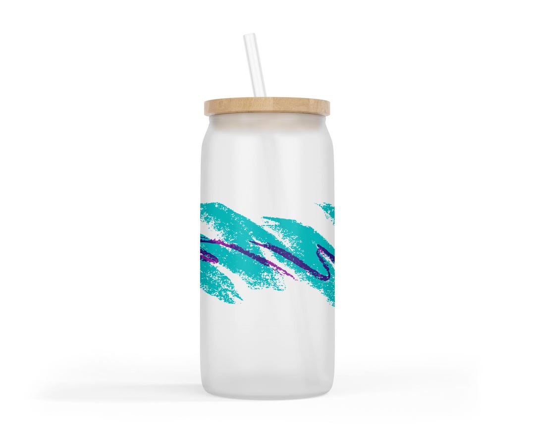 16oz Vaporwave Glass Cup 80s Papercup Glass Can Tumbler Retro Travel ...