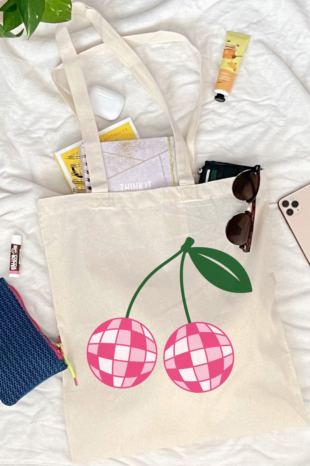 Disco Cherries Tote Bag Disco Ball Bag Groovy Tote Bag Etsy