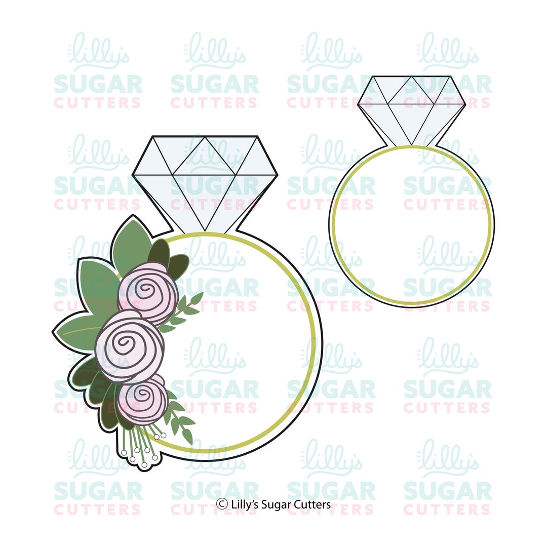 Floral & Diamond Ring Cookie Cutters Etsy