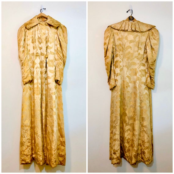 Vintage 1930s Gold Brocade Puff Sleeve Opera Coat