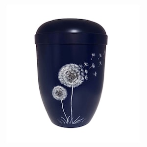 Urn, artist urn - &quot;Pustablumen&quot; - organic urn, hand-painted urn, urn for ashes, funeral urn, urn with motif
