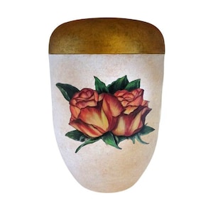 Urn, artist urn - &quot;Roses&quot; - organic urn, urn for ashes, funeral urn for adults urn, human urn, hand-painted urn