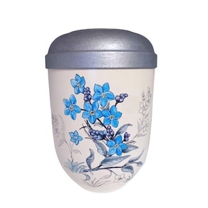 Urn, artist urn - &quot;Forget-me-not flowers&quot; - organic urn, urn for ashes, burial urn for adults, urn, human urn