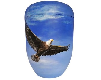 Urn, Urn with Eagle, Artist Urn, Hand-Painted Organic Urn, Urn for Ashes, Burial Urn, Urn for Human Ashes, Hand-Painted Urn