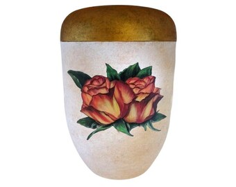 Urn, Artist Urn - "Roses" - Organic Urn, Urn for Ashes, Funeral Urn for Adults Urn, Human Urn, Hand Painted Urn