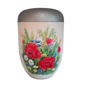 Urn,&quot;Flower Meadow&quot;, artist urn, hand painted urn, urn for ashes, funeral urn for adults, unique urn, hand painted urn
