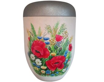 Urn,"Flower Meadow", artist urn, hand painted urn, urn for ashes, funeral urn for adults, unique urn, hand painted urn