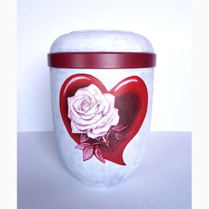 Urn, artist urn - &quot;Rose&quot;- organic urn, hand-painted, funeral urn for adults, personalized urn, human urn, hand-painted urn