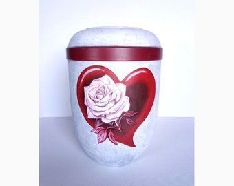 Urn, artist urn - "Rose"- organic urn, hand-painted, funeral urn for adults, personalized urn, human urn, hand-painted urn