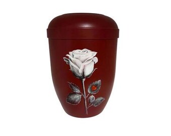 Urn, artist urn - "Rose"- organic urn, hand-painted urn, urn for ashes, funeral urn, urn with motif, hand-painted urn
