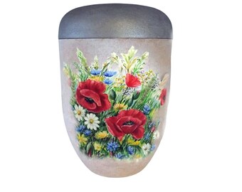 Urn, "flower meadow", artist urn, hand-painted organic urn, urn for ashes, funeral urn for adults, unique urn