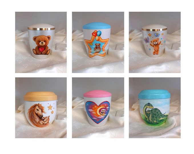 Featured listing image: Children's urns, unique urns -personalized urn, small urn, artist urn, urn for children, made to order, hand painted children's urn