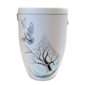 Urn Doves, artist urn, hand-painted organic urn, urn for ashes, funeral urn, urn for human ashes, unique urn