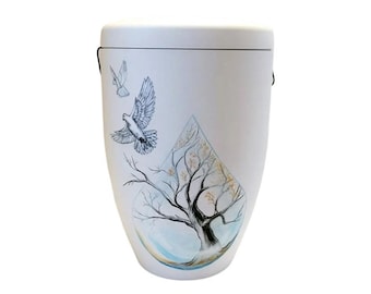 Urn Doves, artist urn, hand-painted organic urn, urn for ashes, funeral urn, urn for human ashes, unique urn