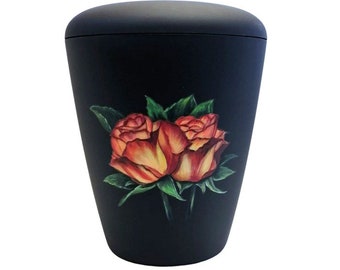 Urn, urn with roses, artist urn, hand-painted bio urn, urn for ashes, funeral urn, urn for human ashes, unique urn