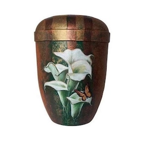 Urn, artist urn - &quot;Callas&quot;- organic urn, hand-painted urn, urn for ashes, funeral urn, urn with motif