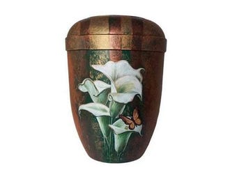 Urn, artist urn - "Callas"- organic urn, hand-painted urn, urn for ashes, funeral urn, urn with motif