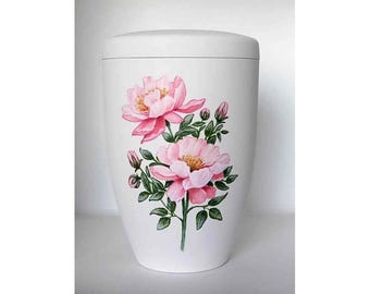 Urn Roses, artist urn, hand-painted organic urn, urn for ashes, funeral urn, urn for human ashes, unique urn