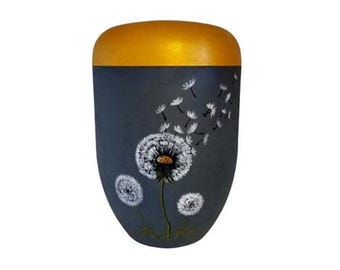 Urn, dandelion, artist urn, hand-painted organic urn, urn for ashes, funeral urn, urn for human ashes, unique urn