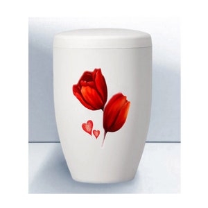 Urn tulips, artist urn, hand-painted organic urn, urn for ashes, funeral urn, urn for human ashes, unique urn