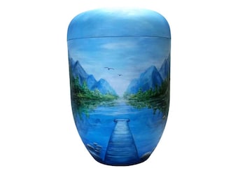 Urn, artist urn, hand-painted organic urn, urn for ashes, funeral urn, urn for human ashes, hand-painted urn