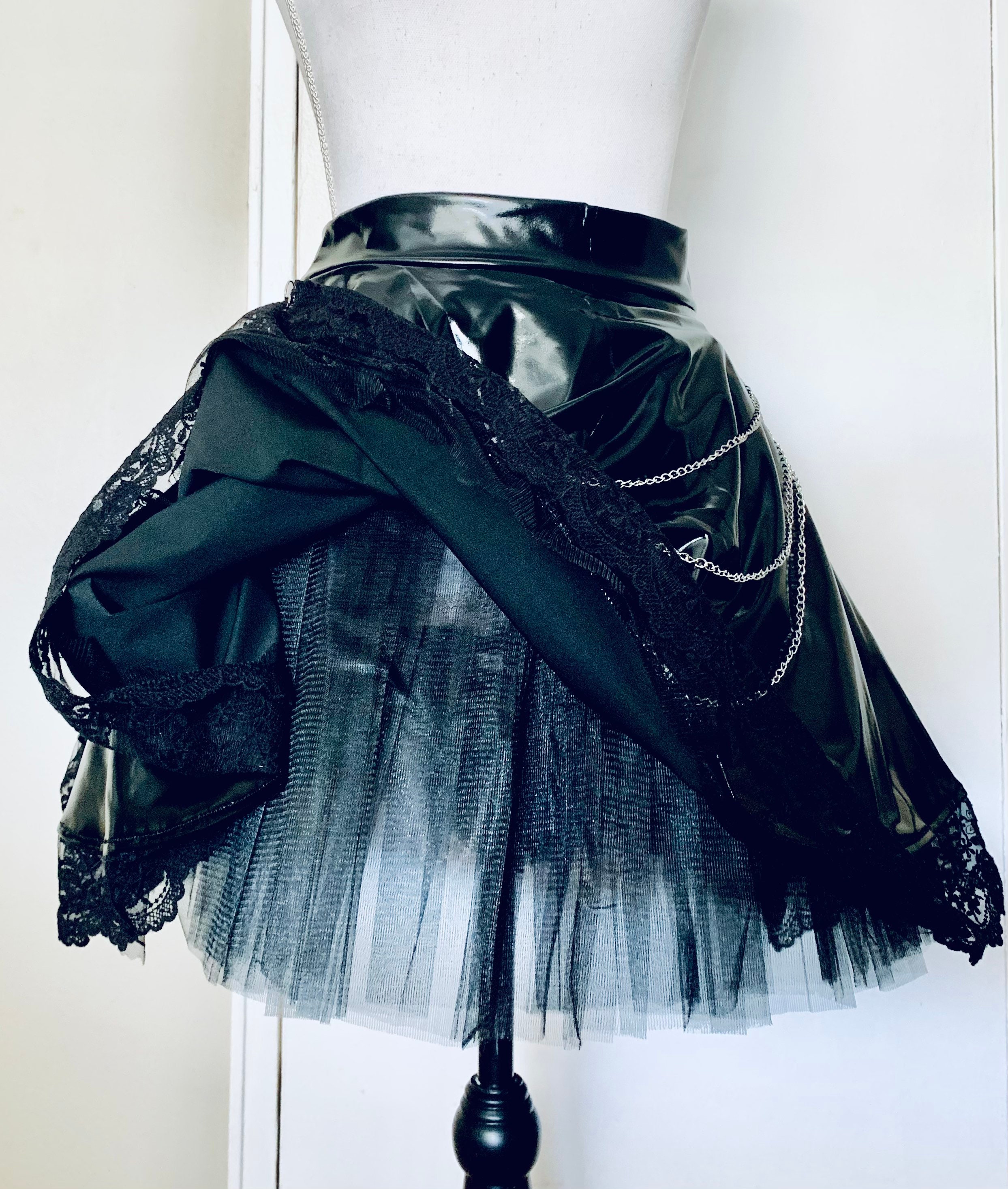 NEW Goth Skirt Lace Trim Chain Petticoat Etsy
