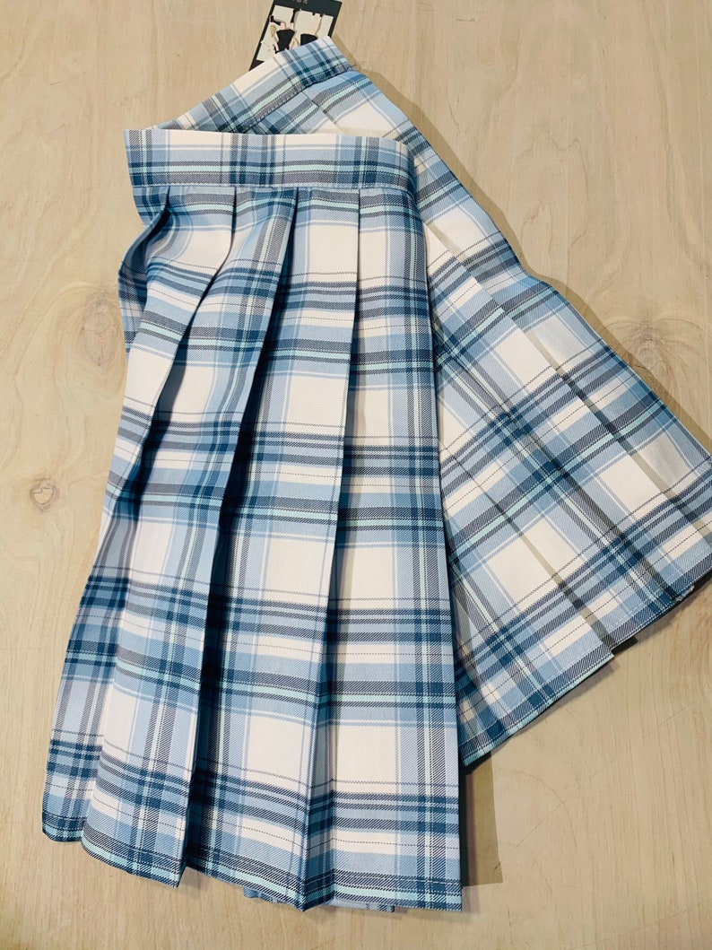 NEW Blue Plaid Lolita Goth Pleated Skirt